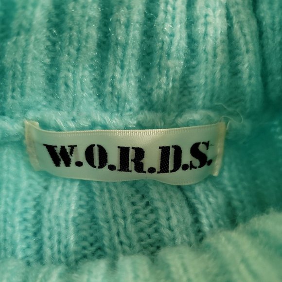 Vintage 1980s Chunky Teal & Grey Metallic Turtleneck Sweater Med/Large - Picture 8 of 8